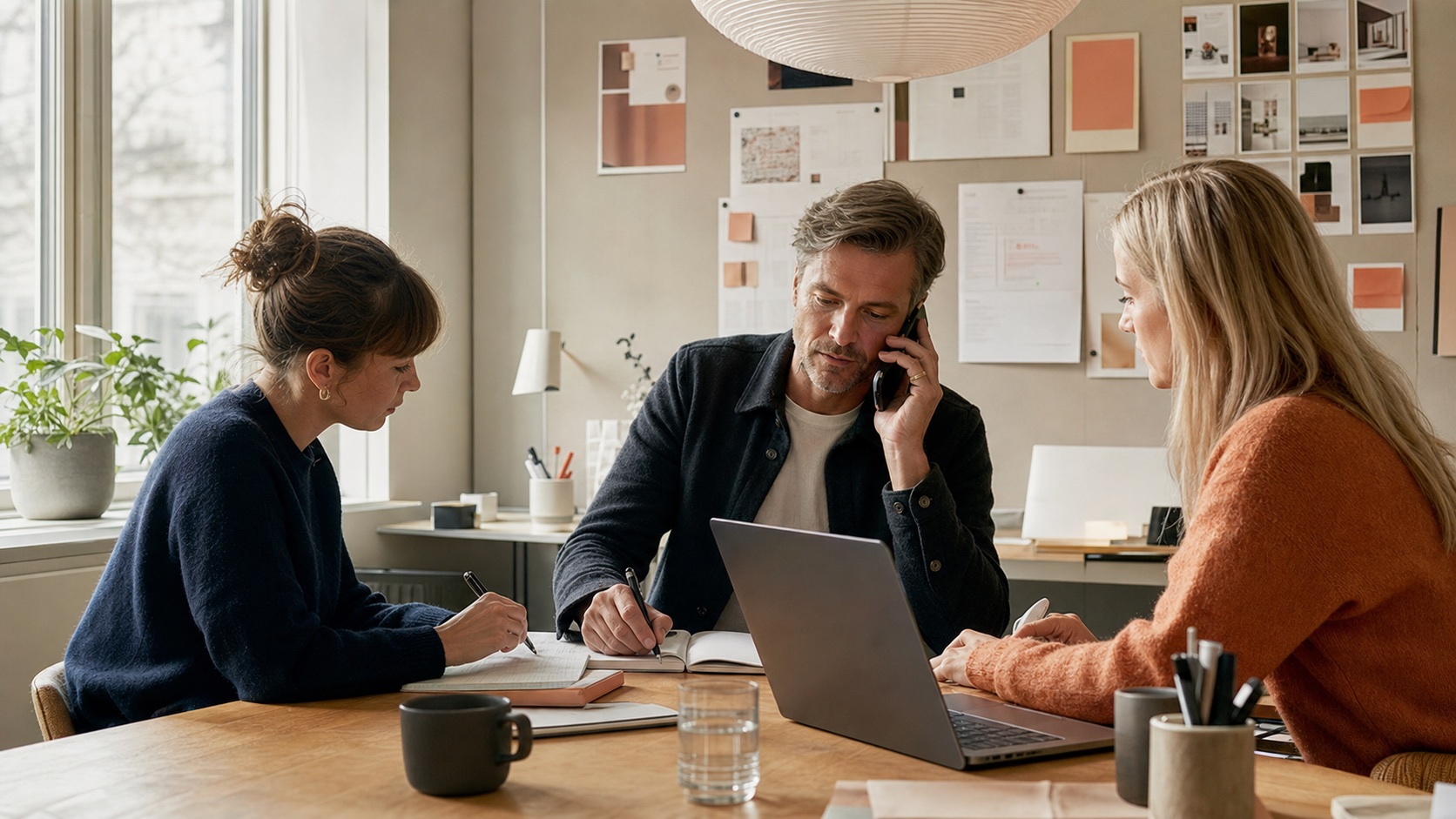 Dansk B2B-salgsteam gennemgår prioriterede prospekter og gennemfører en professionel kundesamtale
